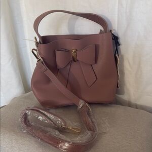 Elegant Bow-Accent Pink Handbag